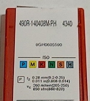 Lot 100-1011 Sandvik 490R-140408M-PH Milling inserts