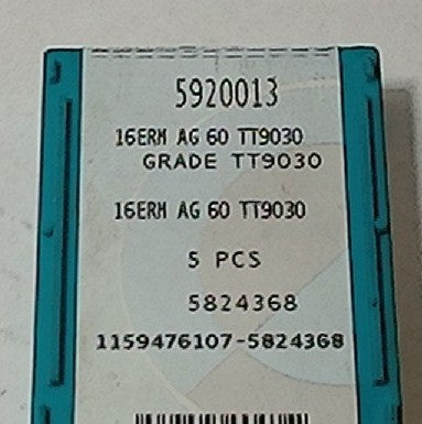 Lot 200-1072 Ingersoll 16ERM A G 60 TT9030 Threading inserts