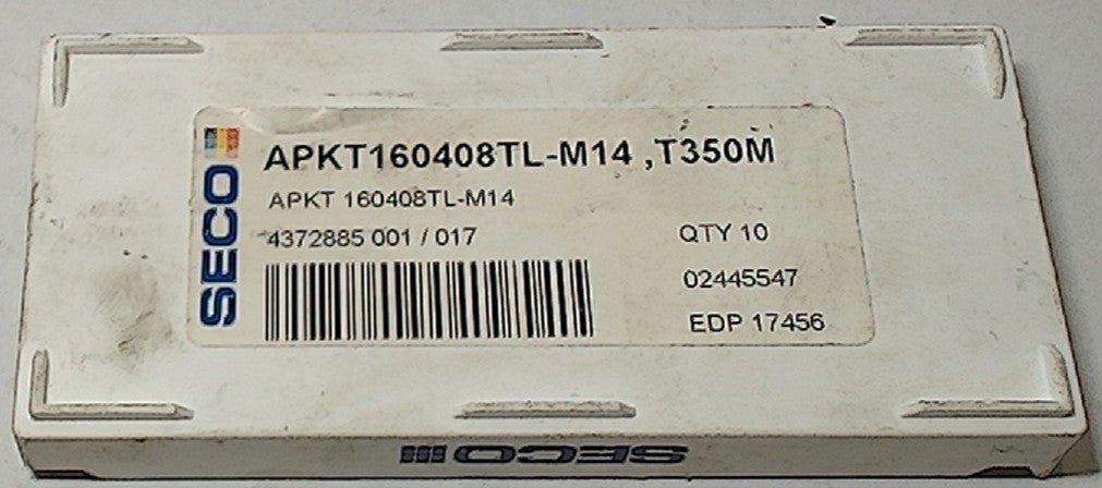Lot 100-1046 Seco APKT160408TL-M14 T350M Milling inserts