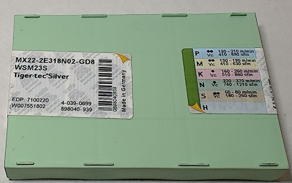 Lot 200-1080 Walter MX22-2E318N02-GD8 Grooving inserts