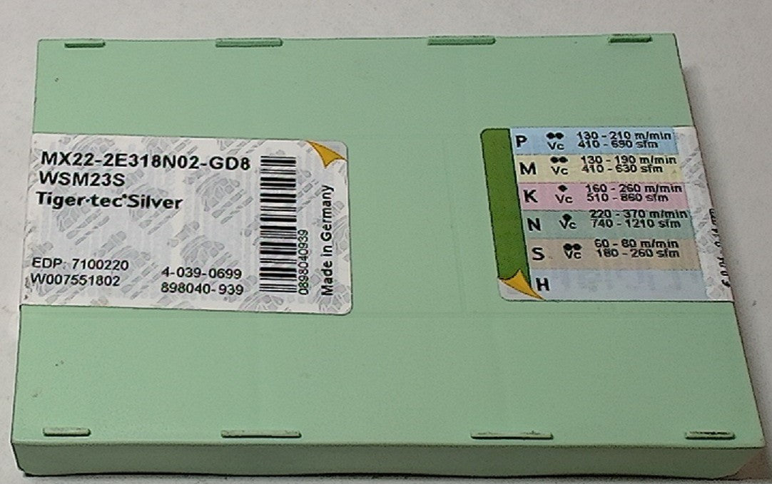 Lot 200-1080 Walter MX22-2E318N02-GD8 Grooving inserts