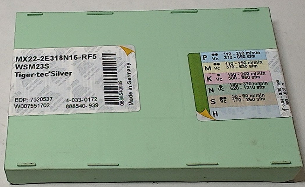Lot 200-1082 Walter MX22-2E318N16-RF5 Grooving inserts
