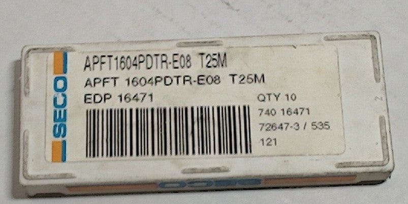 Lot 100-1049 Seco APFT1604PDTR-08 T25M Milling inserts
