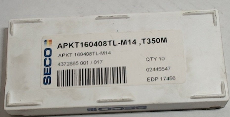 Lot 100-1054 Seco APKT160408TL-M14 T350M Milling inserts