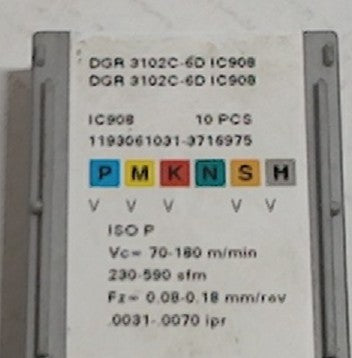 Lot 200-1100 Iscar DGR 3102C-6D IC908 Cut-off inserts