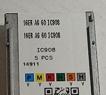 Lot 200-1107 Iscar 16ER AG 60 IC908 Threading inserts