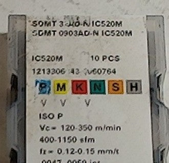 Lot 100-1069 Iscar SDMT 32AD-N IC520M Milling inserts