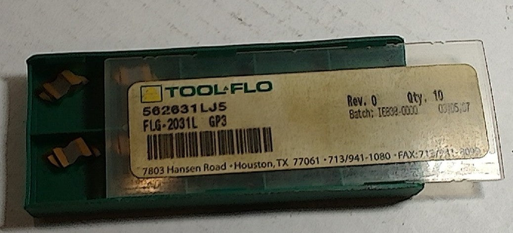 Lot 200-1112 Tool-Flo FLG-2031L GP3 Topnotch Grooving inserts