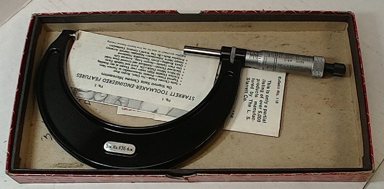 Lot 400-1005 Starrett No.436 3 to 4 inch micrometer