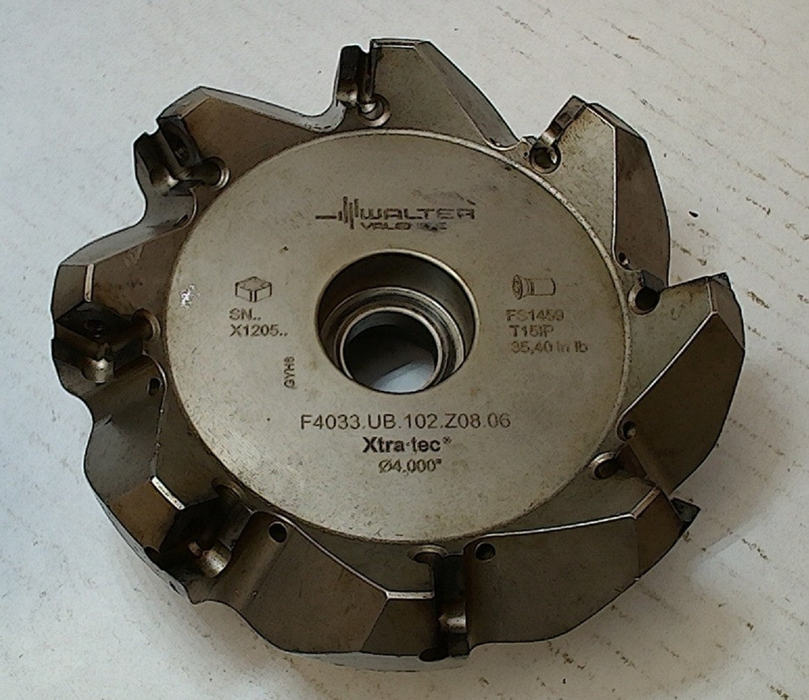 Lot 150-1016 Walter F4033.UB.102.Z08.06 4 Inch 8 flute indexable face mill
