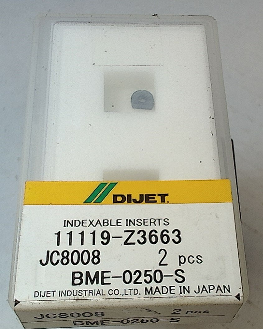 Lot 100-1083 Dijet BME-0250-s 11119-Z3663 0.250 dia. indexable ball nose milling inserts