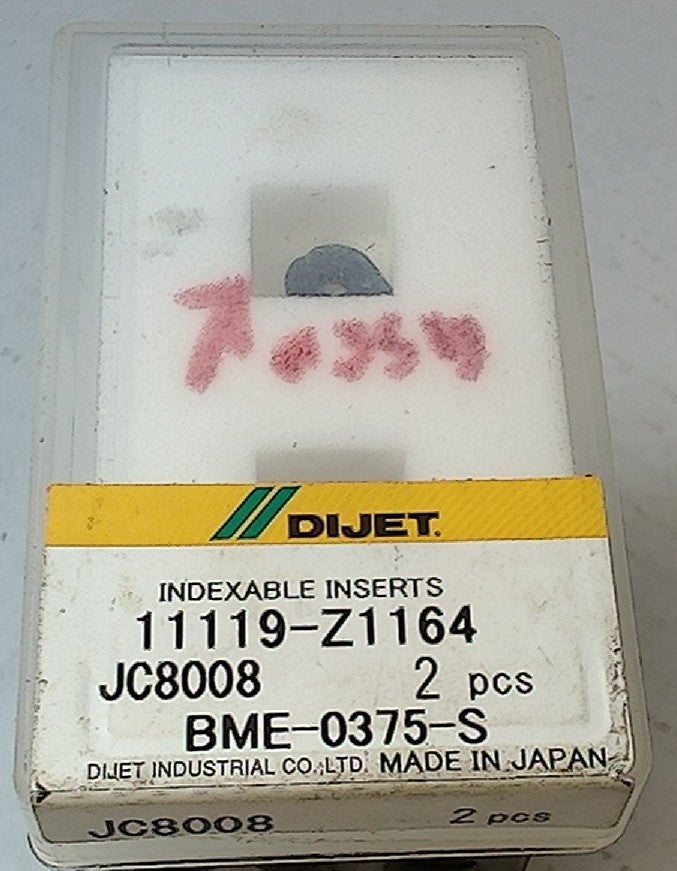 Lot 100-1085 Dijet BME-375-S 11119-Z1164 Indexable ball nose milling inserts