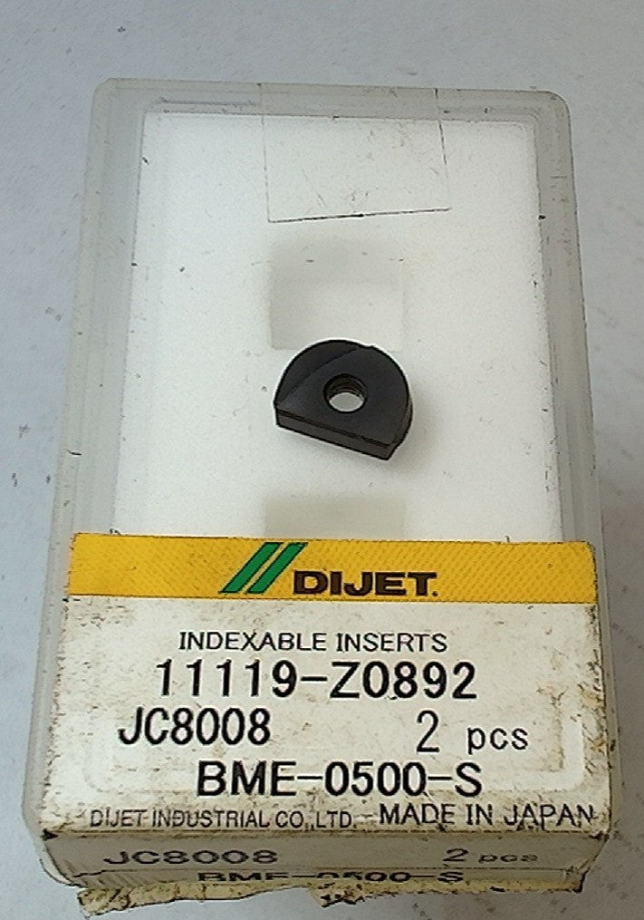 Lot 100-1087 Dijet BME-0500-S 11119-Z0892 Indexable ball nose milling insert