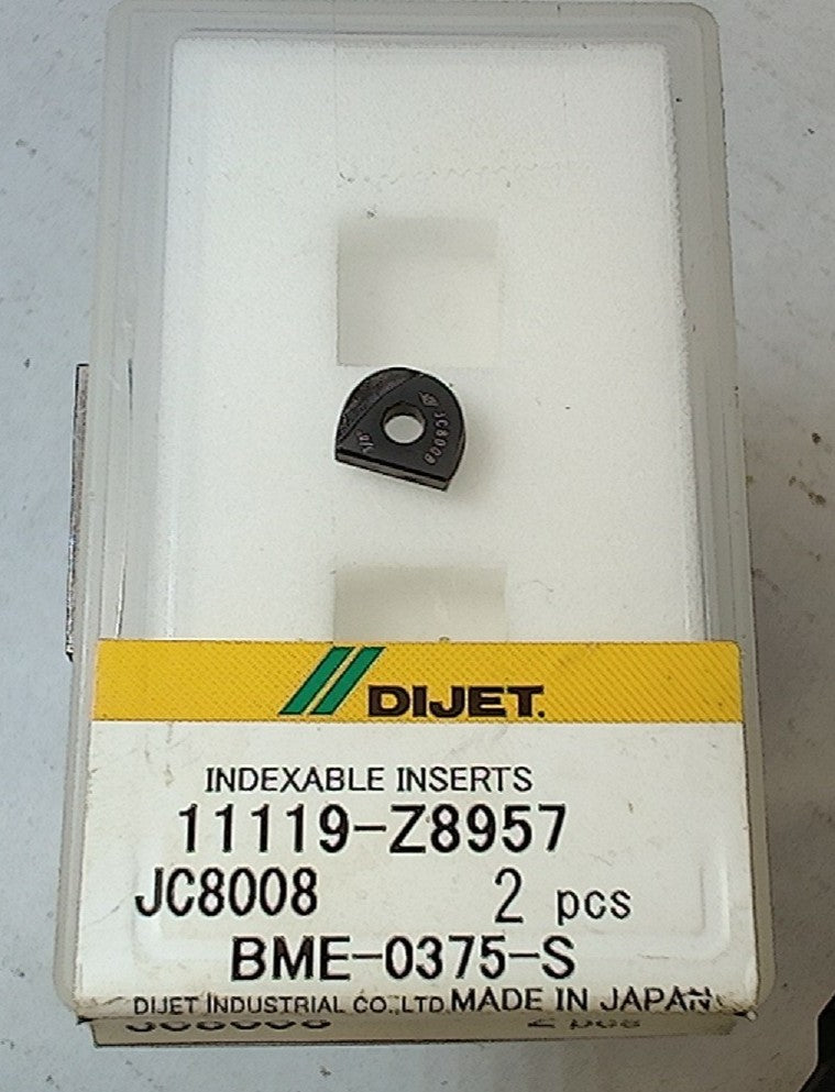 Lot 100-1088 Dijet BME-0375-S 11119-Z8957 Indexable ball nose milling insert
