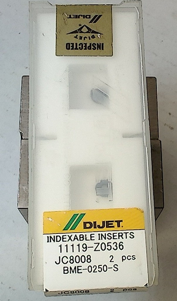 Lot 100-1097 Dijet BME-0250-S 11119-Z0536 Indexable ball milling inserts