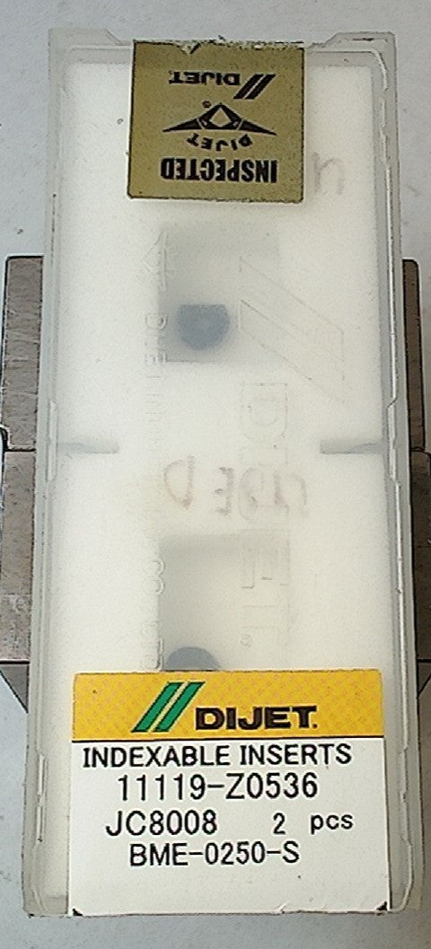 Lot 100-1098 Dijet BME-0250-S 11119-Z0536 Indexable ball milling inserts