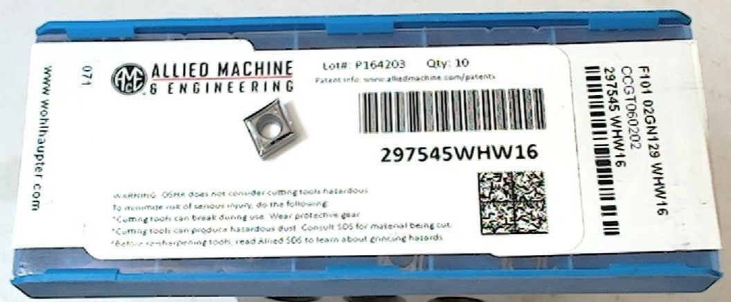 Lot 200-1147 Allied Machine CCGT060202 Turning inserts