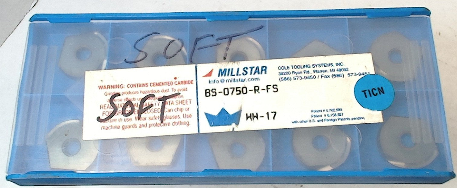 Lot 100-1122 Millstar BS-0750-R-FS Ball milling inserts
