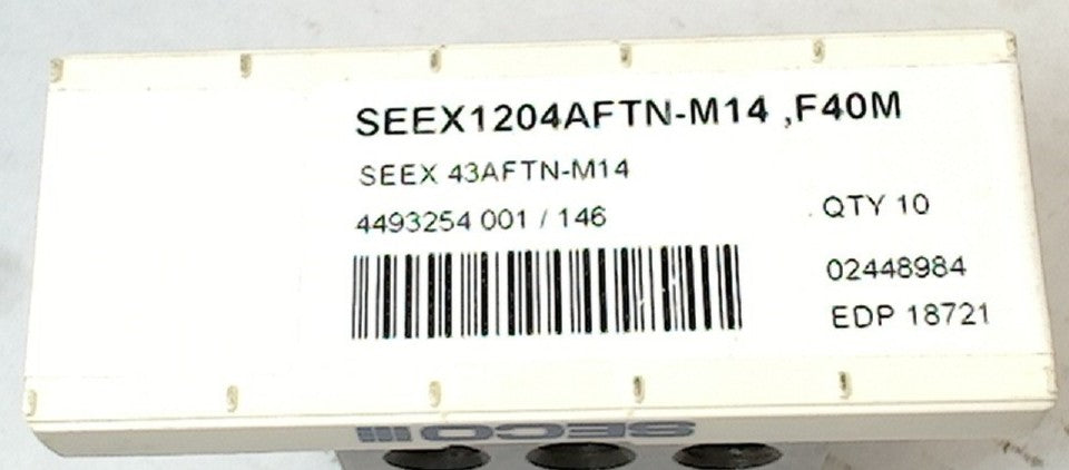 Lot 100-1124 Seco SEEX1204AFTN-M14, F40M Milling inserts