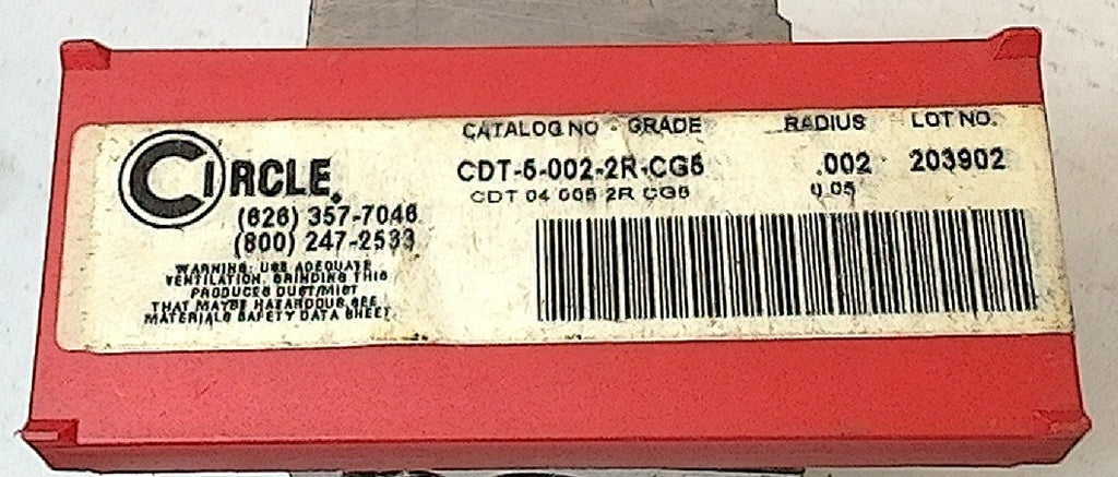 Lot 200-1164 Circle Tool CDT-5-002-2R-CG5 Indexable threading inserts