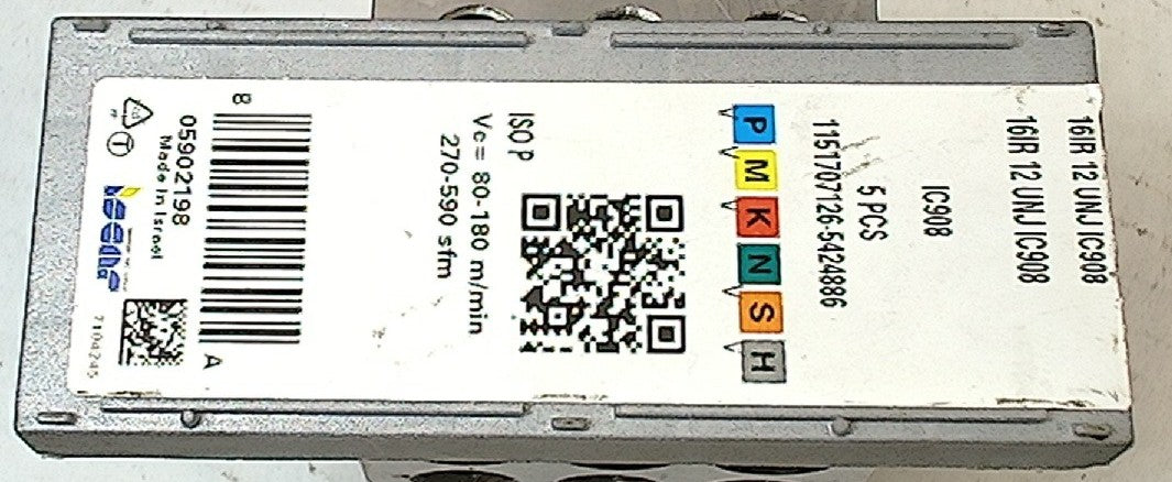 Lot 200-1168 Iscar 16IR 12 UNJ IC908 Indexable threading insert