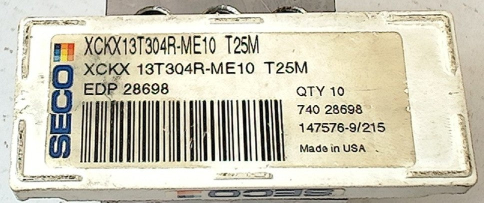 Lot 100-1139 Seco XCKX13T304RME Indexable milling inserts