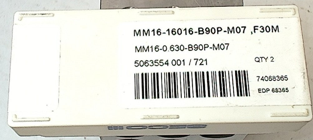 Lot 100-1140 Seco MM16-0.630-B90P-M07 Profile milling tip insert