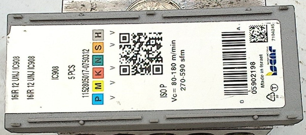 Lot 200-1174 Iscar 16IR12 UNJ IC908 Laydown threading insert