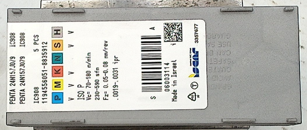 Lot 200-1175 Iscar Penta 24N157J079 IC908 Indexable grooving inserts