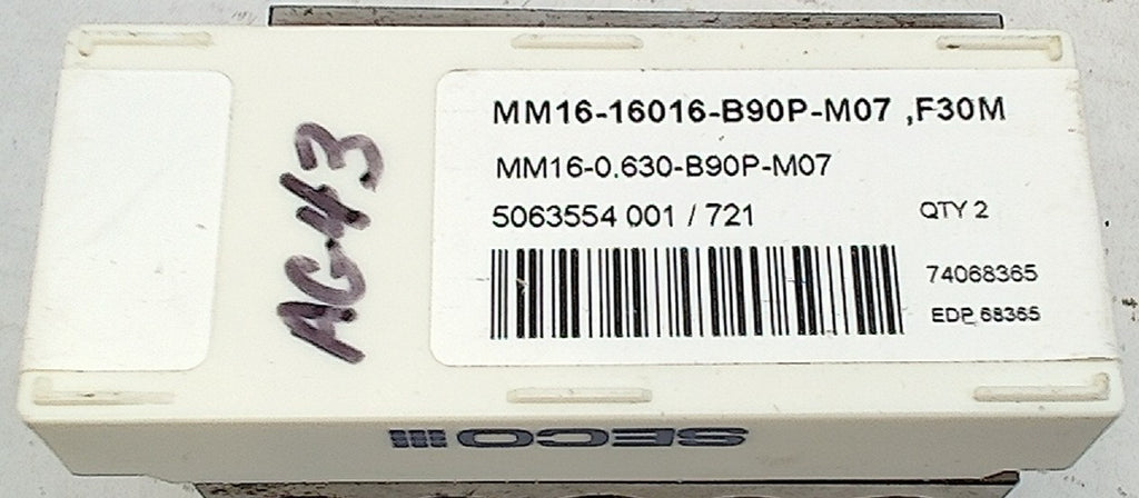 Lot 100-1143 Seco MM16-0.630-B90P-M07 Profile milling tip insert
