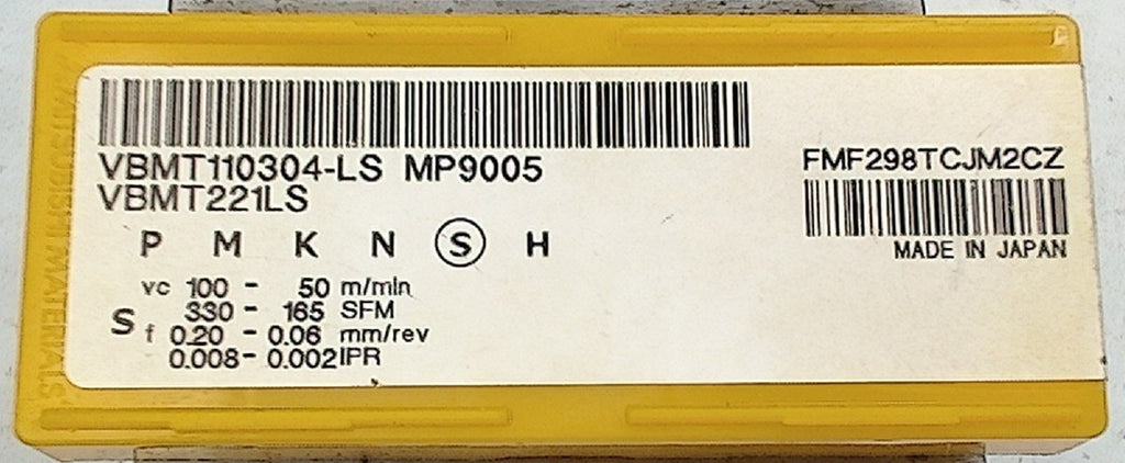 Lot 200-1188 Mitsubishi VBMT110304-LS MP9005 Indexable turning inserts
