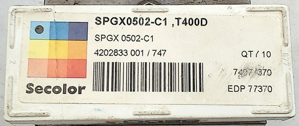 Lot 100-1147 SPGX0502-C1 T400D Seco Indexable Drill Inserts