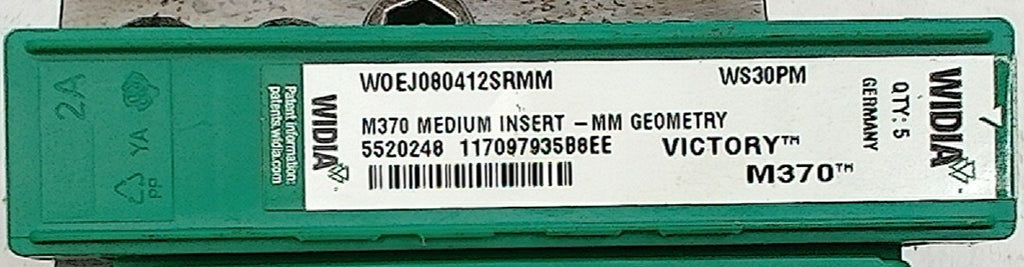 Lot 100-1148 Widia WOEJ080412SRMM Indexable milling inserts