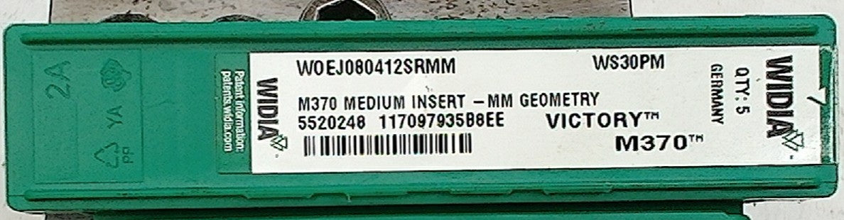 Lot 100-1148 Widia WOEJ080412SRMM Indexable milling inserts