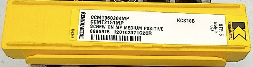 Lot 200-1194 Kennametal CCMT060204MP Indexable turning inserts