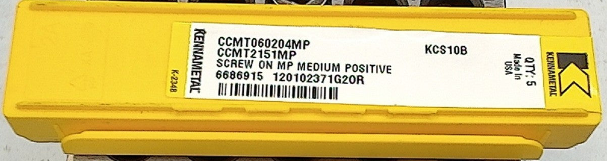 Lot 200-1194 Kennametal CCMT060204MP Indexable turning inserts