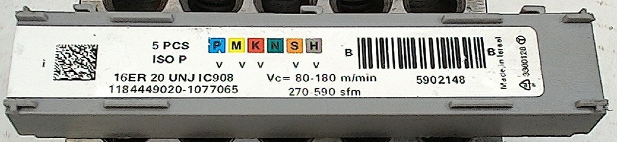 Lot 200-1195 Iscar 16ER20 UNJ IC9088 Laydown threading inserts