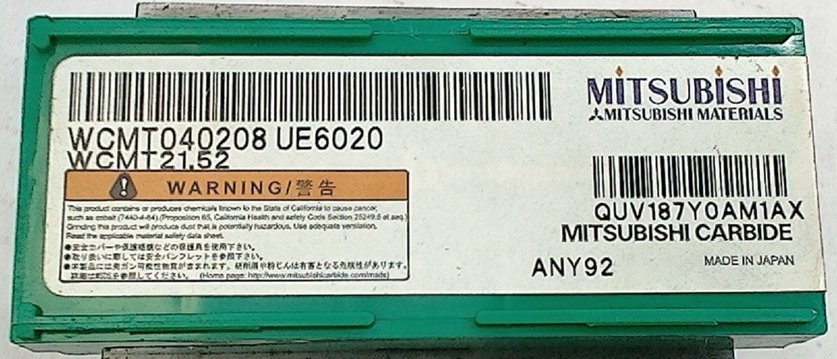 Lot 200-1198 Mitsubishi WCMT040208 UE6020 Indexable turning inserts