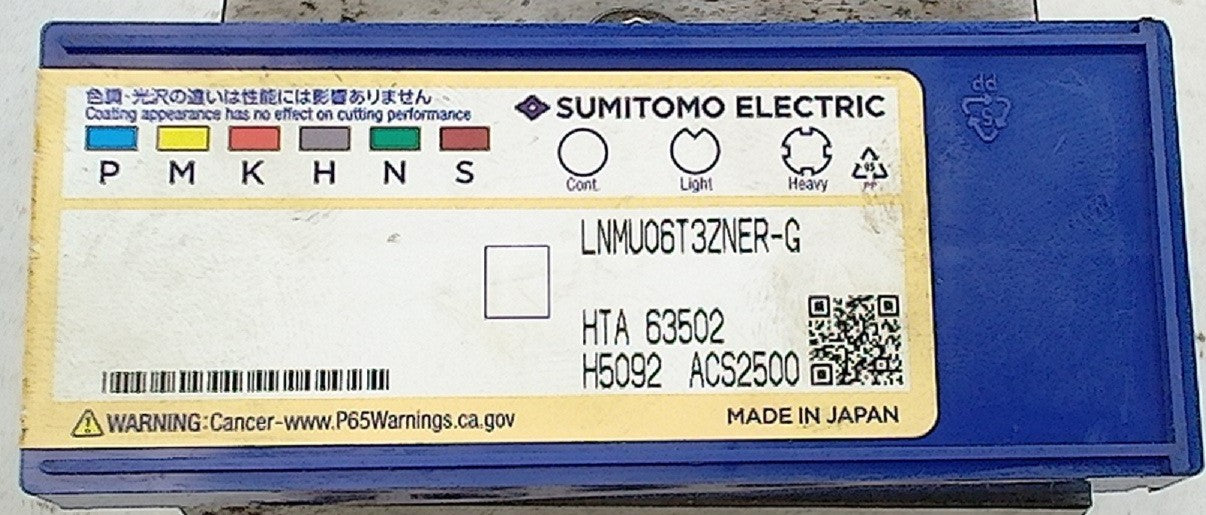 Lot 100-1149 Sumitomo LNMU06T3ZNER-G Indexable milling inserts
