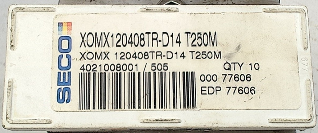 Lot 100-1151 Seco XOMX120408TR-D14 Indexable Milling Inserts