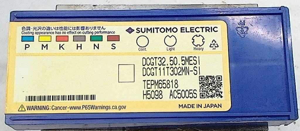Lot 200-1207 Sumitomo DCGT32.50.5MES Indexable turning inserts