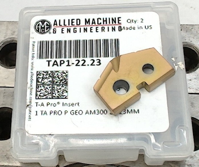 Lot 100-1156 Allied Machine TAP1-22.23 Spade Drill Insert: 7/8" Dia, Seat Size 1