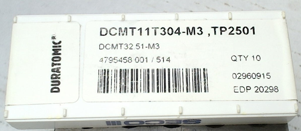 Lot 200-1209 Seco DCMTT11T304-M3 TP2501 Indexable turning inserts