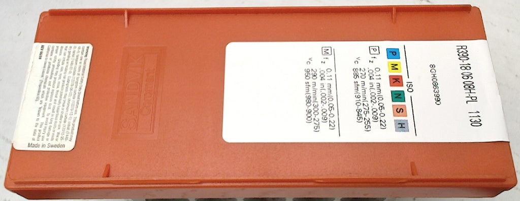 Lot 100-1160 Sandvik R390-18 06 08H-PL 1130 Indexable milling inserts