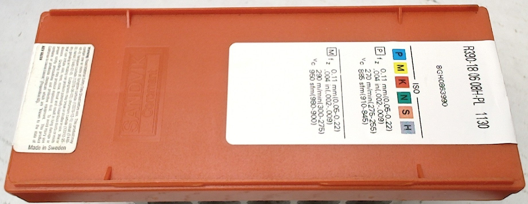 Lot 100-1160 Sandvik R390-18 06 08H-PL 1130 Indexable milling inserts