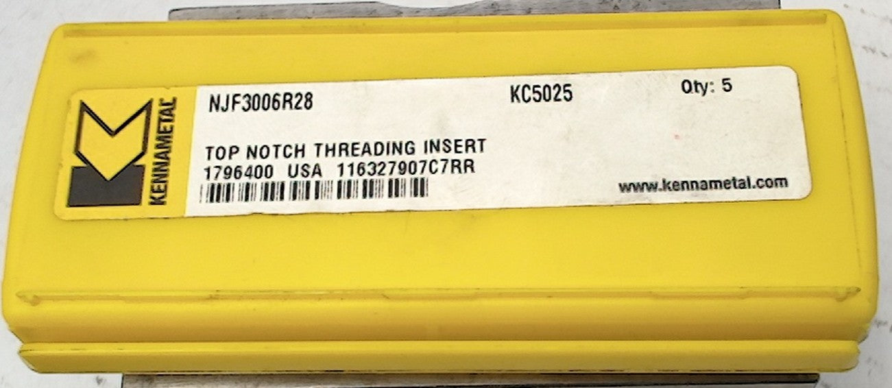 Lot 200-1218 Kennametal NJF3006R28 Top notch threading inserts