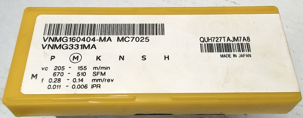 Lot 200-1222 Mitsubishi VNMG160404-MA MC7025 Indexable turning inserts