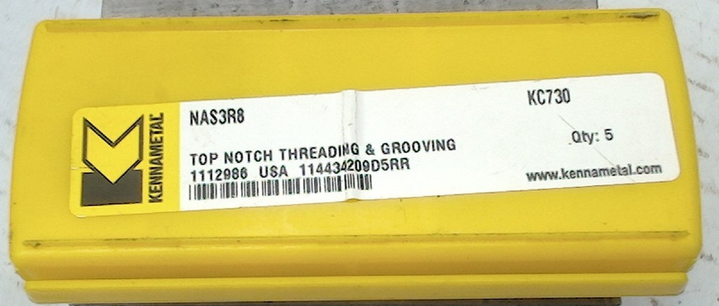 Lot 200-1225 Kennametal NAS3R8 Topnotch threading and grooving inserts