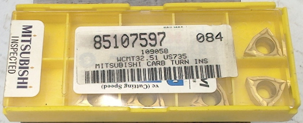 Lot 200-1227 Mitsubishi WCMT06T304 US735 Indexable turning inserts